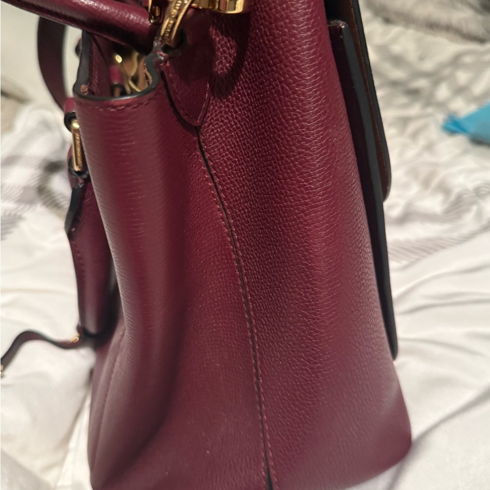 Burberry Deep Red Large Leather Satchel - Picture 7 of 9